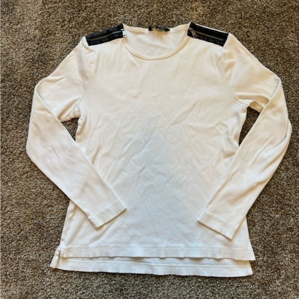 Lauren Ralph Lauren Cream Long Sleeve Top w/Zipper Details